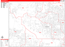 Flower Mound Wall Map Zip Code Red Line Style 2026
